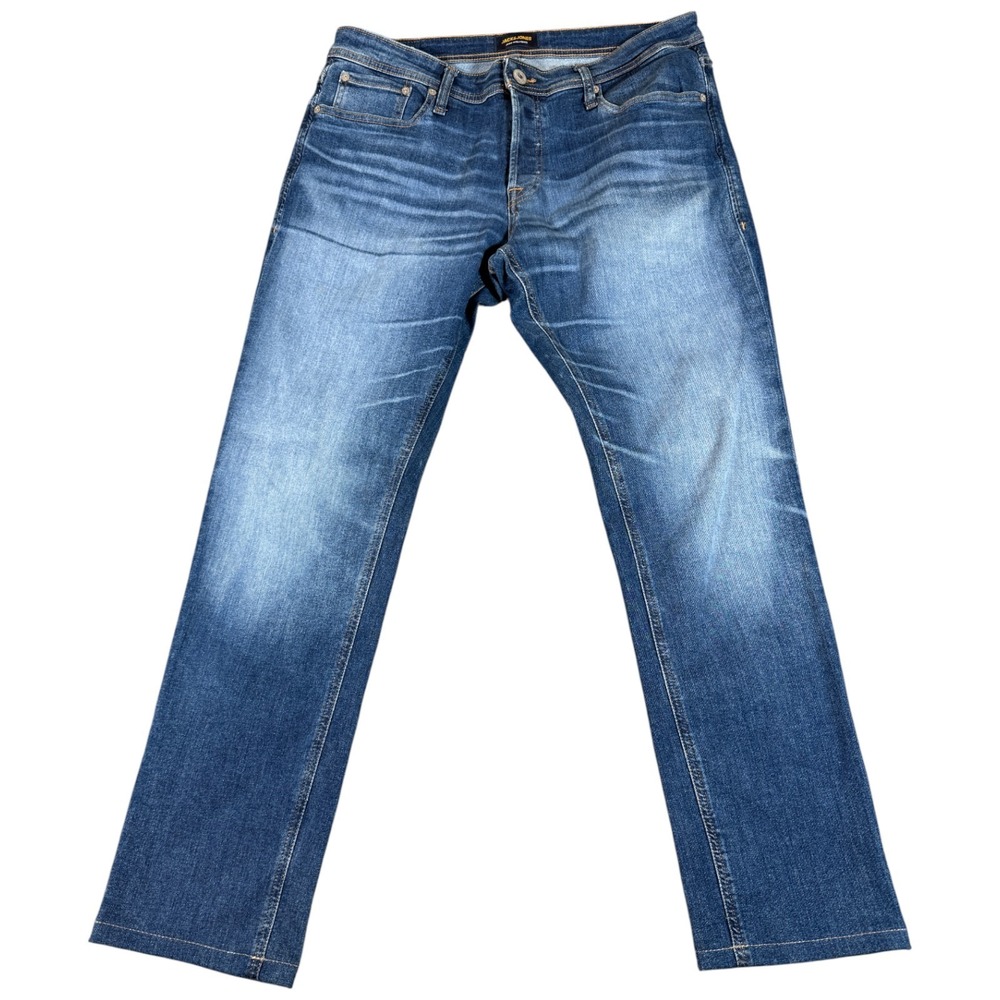 Jack & Jones Jjiglenn Jjoriginal Jeans Mens 33 Blue Medium Wash Slim Fit Casual